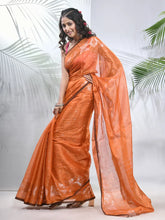 Orange Polka Dots Tissue Saree With Stripes Pallu-MA56TIS33830034